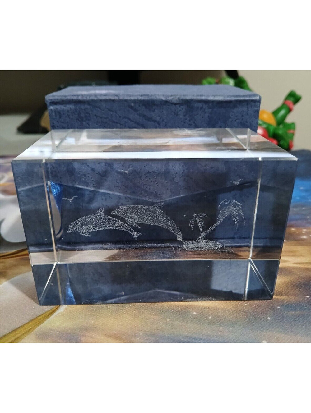 Vintage Dolphin Glass Paperweight